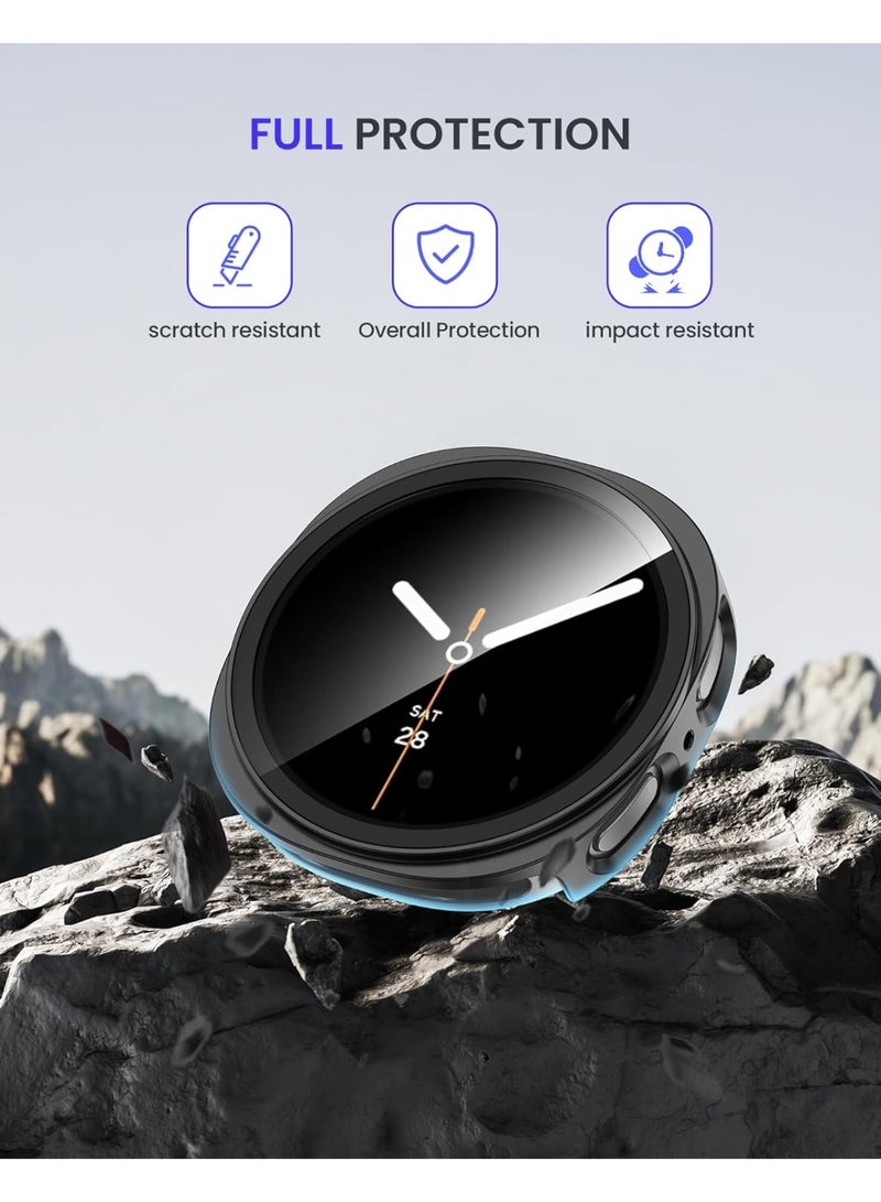 جراب واقي شاشة لساعة سامسونج جالاكسي ووتش 8 مقاس 44 مم مع زجاج مقوى، عبوة واحدة من غطاء حماية صلب من البولي كربونات لساعة جالاكسي ووتش 8 - مقاوم للضباب، سريع الاستجابة للمس (أسود) - Image 3